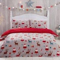 Smart Living Printed Santa Christmas Fleece Duvet Cover With Pillowcases | Size: Single