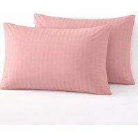 Homes-Linen Microfiber Stripe Pillowcases Set of 2 Hotel Quality in Pale Pink | Size: Standard Pillow Case