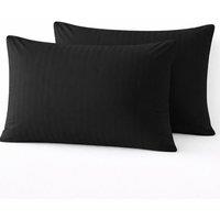 Homes-Linen Microfiber Stripe Pillowcases Set of 2 Hotel Quality in Black | Size: Standard Pillow Case