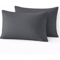 Homes-Linen Microfiber Stripe Pillowcases Set of 2 Hotel Quality in Dark Grey | Size: Standard Pillow Case