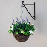 Primrose Artificial Wildflower Hanging Floral Arrangement in Wicker Basket 32cm in Dark Brown
