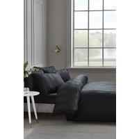 Catherine Lansfield 'So Soft Satin Stripe' Duvet Cover Set in Black | Size: Double