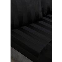 Catherine Lansfield So Soft Satin Stripe 100% Polyester 30cm Fitted Sheet in Black | Size: Single