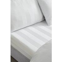 Catherine Lansfield So Soft Satin Stripe 100% Polyester 30cm Fitted Sheet in White | Size: Super King