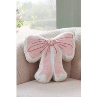 Catherine Lansfield 'Bow' Boucle 3D Shaped Cushion in Pink