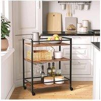 Hygrad Built to Survive Kitchen Cart 3 Tier Rolling Kitchen Food Serving Cart Trolley in Brown