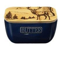 Selbrae House Scenic Stag Blue Butter Dish in Dark Blue
