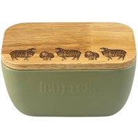 Selbrae House Sheep Sage Green Butter Dish in Light Green