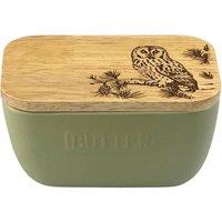 Selbrae House Tawny Owl Green Butter Dish in Light Green