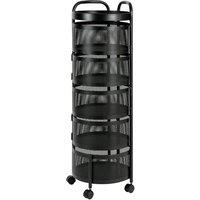 Hygrad Built to Survive 5 Tier Round Multi Layer Rotating Storage Cart Trolley Shelf in Black