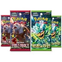 That Chunky Yellow Mouse Pokemon Twilight Masquerade Korean Booster Pack Bundle - 4 Packs
