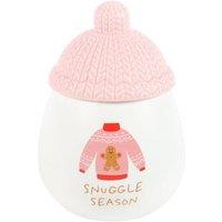 KDMD Snuggle Season Oil Burner with Pink Bobble Hat Lid for Cozy Fragrance in White