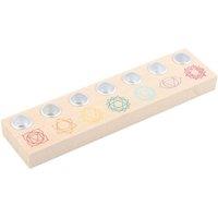 KDMD Seven Chakras Wooden Candle Holder - Balance & Serenity Decor in Beige