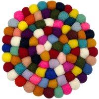 KDMD Multi-Color Felt Ball Round Placemat - Handmade, Durable & Vibrant