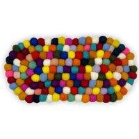 KDMD Multi-Color Felt Ball Oval Center Mat for Bowls, Vases & Hot Dishes