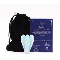 KDMD Hand Carved Opalite Angel - Spiritual Decor & Meditation Gift in Light Blue