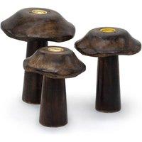 KDMD Set of 3 Flat Incense Cone Mushrooms-11cm, 12cm, 13cm in Brown