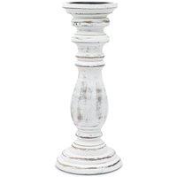 KDMD Elegant Whitewashed Mango Wood Candle Stand - Medium, Classic Design in White
