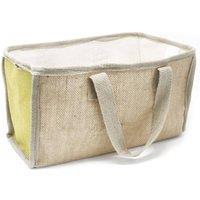 KDMD Large Jute & Cotton Shopping Basket 33x18x20cm in Lime | Size: 33 x 18 x 20 cm