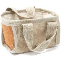 KDMD Jute & Cotton Mini Shopping Basket - 16x10x12cm in Orange | Size: 16 x 10 x 12 cm