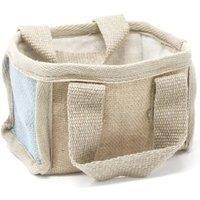 KDMD Teal Jute & Cotton Mini Shopping Basket 16x10x12cm | Size: 16 x 10 x 12 cm
