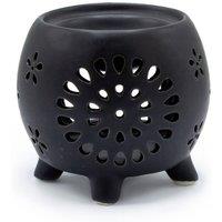 KDMD Flower Burst Matt Black Squat Pot Oil Burner - Durable Diffuser