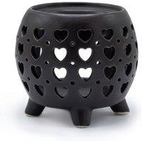 KDMD Elegant Matt Black Squat Pot Oil Burner with Heart Cutouts