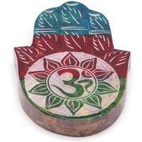 KDMD Soapstone Hamsa Incense Holder with OM Symbol-Hand Carved & Decorative