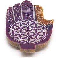 KDMD Soapstone Hamsa Incense Holder with Flower of Life Pattern-Medium Size