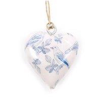 KDMD Large Blue Bird Wooden Heart Decor - Elegant Home Focal Point in White