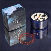 KDMD Leo Zodiac Crystal Candle with Gemstone Bracelet in Blue