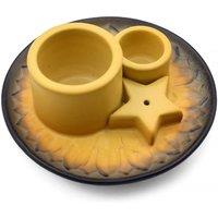 KDMD Palo Santo & Smudge Holder - Mandala Design, Sand & Grey Ceramic in Yellow