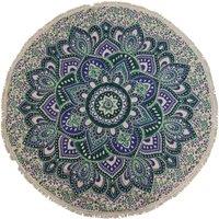 KDMD Small Mandala Roundie Cotton Wall Decor - Teal & Blue, 130cm in Blue | Size: Medium