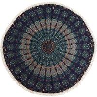 KDMD Peacock Blue Mandala Roundie Cotton Wall Decor 130cm | Size: Medium