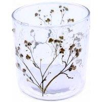 KDMD Natural Floral Glass Candle Holder - Handmade, , 8x8cm in Clear | Size: 8x8 cm