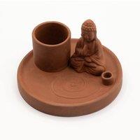 KDMD Multi-Purpose Buddha Incense Plate - Natural Terracotta Style in Brown