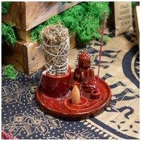 KDMD Multi-Purpose Buddha Incense Plate-Ceramic Soft Red