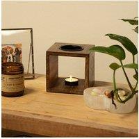 KDMD Large Mango Wood Oil Burner - Moon Goddess Celestial Decor in Brown