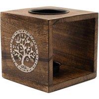 KDMD Large Mango Wood Oil Burner - Tree of Life, Handcrafted & Safe in Brown