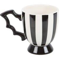 KDMD Eerie Bat Wing Teacup - Monochrome Striped 490ml, Elegant & Unique in Black