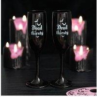 KDMD Set of 2 Dead Thirsty Champagne Flutes in Black