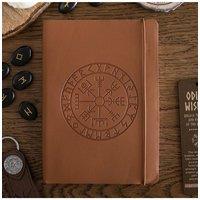 KDMD Viking Compass A5 Faux Leather Journal & Pen - Norse Mythology Gift in Brown