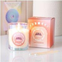 KDMD Aura Energy Juicy Raspberry Iridescent Candle-35H Burn, Vibrant Aroma in Peach