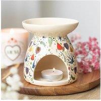 KDMD Cream Midnight Bloom Floral Oil Burner - Ceramic Wax & Oil Diffuser