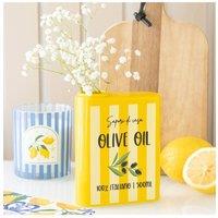 KDMD Vintage Olive Oil Tin Vase - Rustic Ceramic Flower Display in Yellow