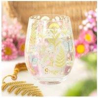 KDMD Luna Bloom Floral Stemless Glass - 450ml, Elegant Spring Design in Clear