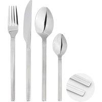 Glim & Glam Cutlery Set Fork Spoon 16pc Sets Anydate Nordic Stripes in Silver
