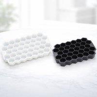Lovii Silicone Ice Cube Tray with Lid Hexagon Ice Mould Tray in Black