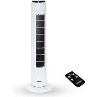 Geepas 29 Inch Oscillating Tower Fan for Air Cooling 3 Speed Quiet Fan with Remote Control in White
