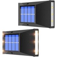 Obasyhig Pack of 4 Garden Solar 6 LED Up & Down Wall Lights in Warm White